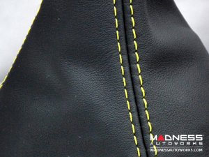 FIAT 500 Gear Shift Boot - Black Italy - Black Leather w/ Yellow Stitching FIAT 500 Gear Shift Boot - Black Italy - Black Leather w/ Yellow Stitching